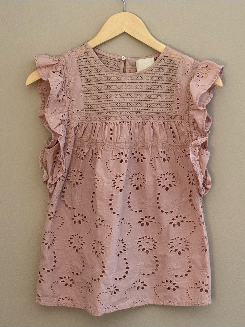 Industry Republic Clothing Lace Cotton Top Pale Pink Mauve Size XS
